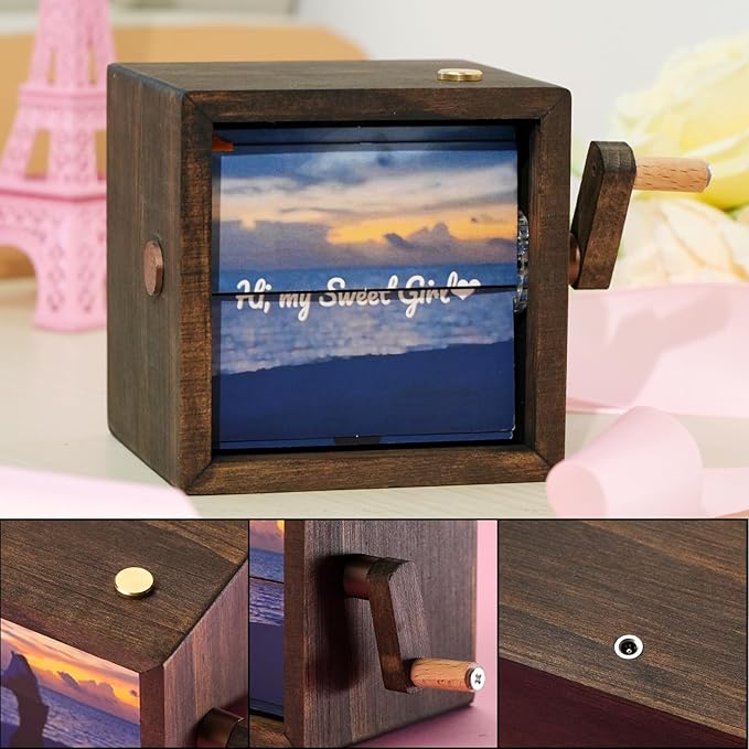 ✨ Custom Photo Flip Book Frame with Light | Hand-Cranked Animated Memory Album | Perfect Valentine’s Day Gift for Couples ❤️
