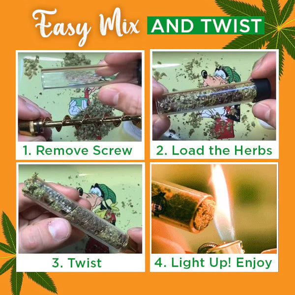 Portable Easy-To-Clean Twisted Glass Blunt Pipe