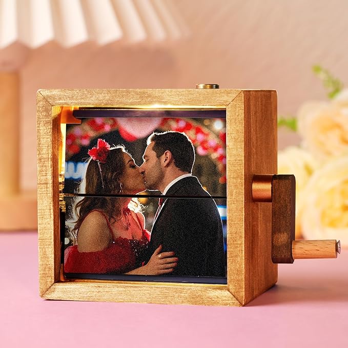 ✨ Custom Photo Flip Book Frame with Light | Hand-Cranked Animated Memory Album | Perfect Valentine’s Day Gift for Couples ❤️