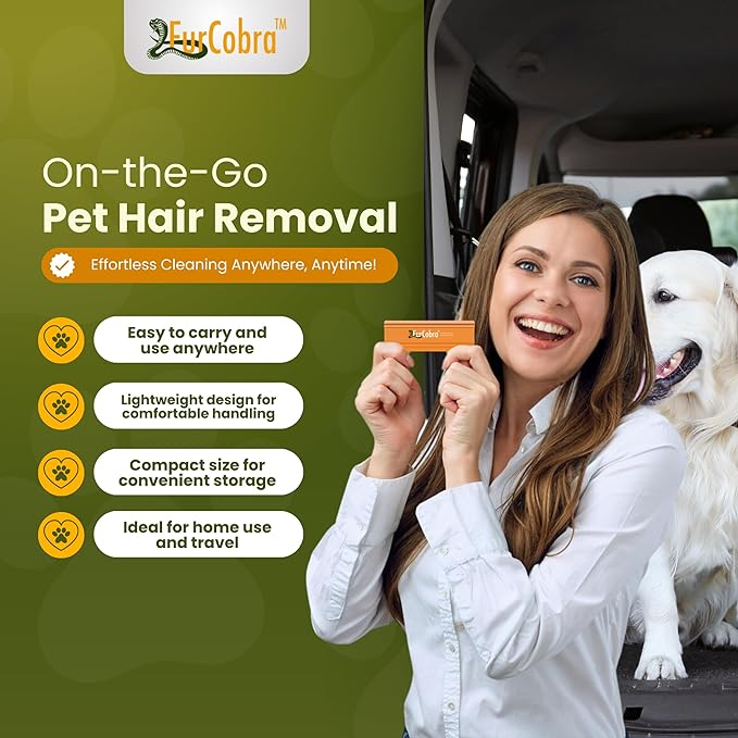 🐾 Car + Home Pet Hair Scraper | 4.33" Portable | Couch/Carpet/Car