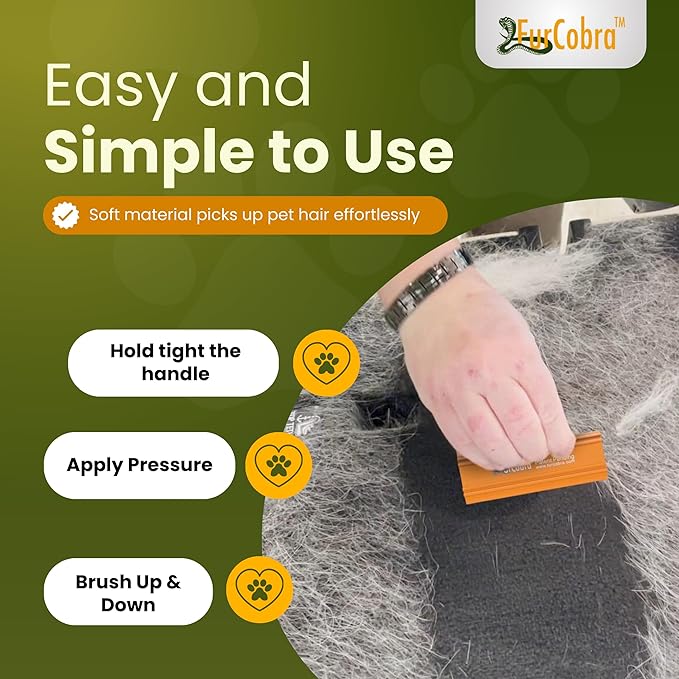 🐾 Car + Home Pet Hair Scraper | 4.33" Portable | Couch/Carpet/Car