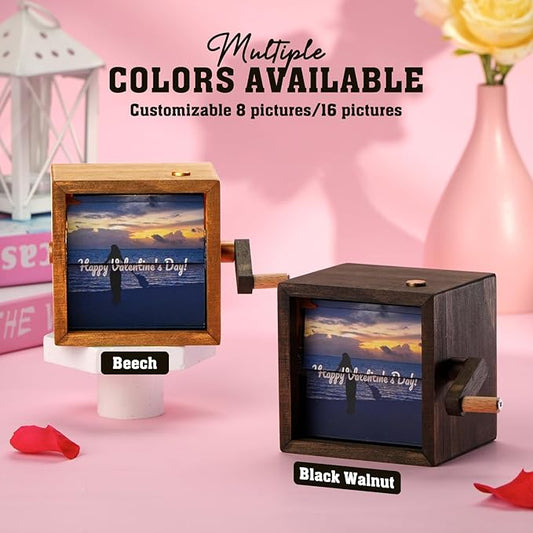 ✨ Custom Photo Flip Book Frame with Light | Hand-Cranked Animated Memory Album | Perfect Valentine’s Day Gift for Couples ❤️